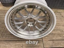 JR Wheels JR40 ET15 5x100 Silver Machined 3-Piece Style Deep Dish Alloys x2