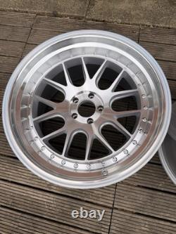 JR Wheels JR40 ET15 5x100 Silver Machined 3-Piece Style Deep Dish Alloys x2
