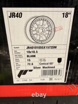 JR Wheels JR40 ET15 5x100 Silver Machined 3-Piece Style Deep Dish Alloys x2