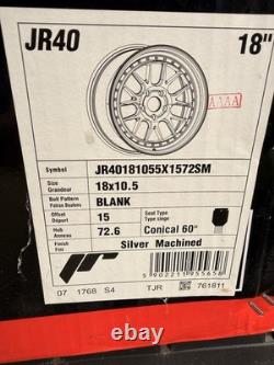 JR Wheels JR40 ET15 5x100 Silver Machined 3-Piece Style Deep Dish Alloys x2