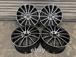 Mercedes 20 Staggered AMG Turbine Style Alloy Wheels 5x112 Black Polished