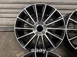 Mercedes 20 Staggered AMG Turbine Style Alloy Wheels 5x112 Black Polished