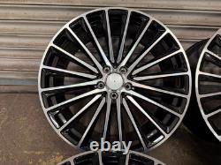 Mercedes 20 Wider Rear AMG Turbine Style Alloy Wheels 5x112 Black Polished
