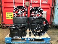 NEW 18 VW Golf Pretoria Style Alloy Wheels gloss Black & 225/40/18 Tyres CADDY