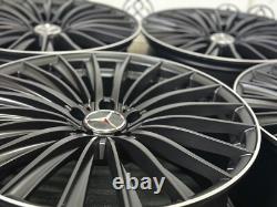 NEW 20 MB TURBINE STYLE ALLOY WHEELS 5x112 SATIN BLACK DIAMOND CUT LIP