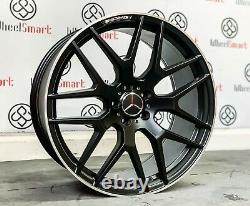 NEW 21 MERCEDES AMG63 STYLE ALLOY WHEELS 5x112 SATIN BLACK DIAMOND CUT