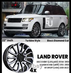 NEW 22 RANGE ROVER TURBINE STYLE ALLOY WHEELS 5x120 GLOSS BLACK DIAMOND CUT