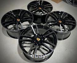 Porsche 21inch Turbo Style Alloy Wheels Non Oem Gloss Black Machined