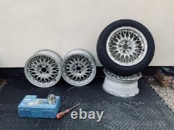Set Of 4 BMW Mesh Alloy Wheels From A BMW E30, Classic BBS-style Cross Spoke