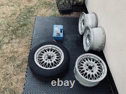 Set Of 4 BMW Mesh Alloy Wheels From A BMW E30, Classic BBS-style Cross Spoke