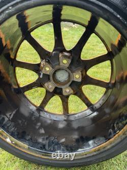 Set of 4 Porsche-Style Alloy Wheels with Tires (18) One Cracked