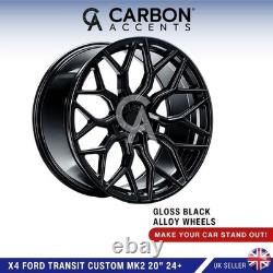 X4 Ford Transit Custom MK2 20 Gloss Black Multi Spoke VC1 Style Alloy Wheels 24