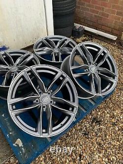 18 Rs6 Style Alloy Wheels Only Satin Grey/diamond Cut Pour S’adapter Audi A4 (b8 & B9)