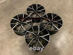 19 Jantes en Alliage Style Estoril Noires Brillantes Usinées Compatibles avec Volkswagen MK5 MK6 MK7