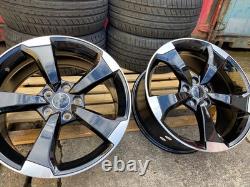 19 x4 Nouvelles Jantes en Alliage Style TTRS 2023 + Pneus Noir Brillant Audi A3 S3 RS3 A4 S4