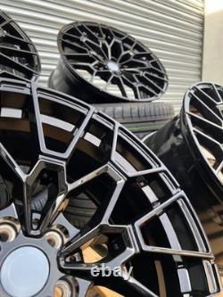 20 Jantes en Alliage Noir Brillant Style 827m BMW + Pneus S'adapte aux G20 G30 G22 5X112