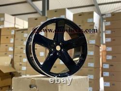 21 x 4 nouvelles jantes en alliage de style Porsche Macan Turbo Gloss Black avec bord poli 5x112