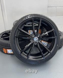 4X19 JANTES EN ALUMINIUM VW Pretoria GTD/R/GTI STYLE NOIR BRILLANT NEUVES ++NOUVEAUX PNEUS
