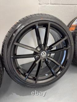 4X19 JANTES EN ALUMINIUM VW Pretoria GTD/R/GTI STYLE NOIR BRILLANT NEUVES ++NOUVEAUX PNEUS