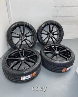 4X19 JANTES EN ALUMINIUM VW Pretoria GTD/R/GTI STYLE NOIR BRILLANT NEUVES ++NOUVEAUX PNEUS