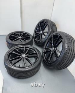 4X19 JANTES EN ALUMINIUM VW Pretoria GTD/R/GTI STYLE NOIR BRILLANT NEUVES ++NOUVEAUX PNEUS