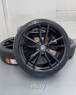 4X19 JANTES EN ALUMINIUM VW Pretoria GTD/R/GTI STYLE NOIR BRILLANT NEUVES ++NOUVEAUX PNEUS