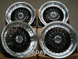 4 x 17 JANTES EN ALUMINIUM STYLE BBS RS POUR SUZUKI MINI VAUXHALL MAZDA KIA NOIR POLI