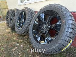 4x Jantes en alliage noires de style 6011 de Land Rover 20 pouces et nouveaux pneus tout-terrain