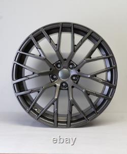 Ensemble de 4 jantes en alliage style R8 V10 20 pouces couleur gunmetal brillant pour Audi A4 A6 A7 A8 5x112