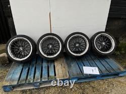Ensemble de jantes en alliage Bmw E46 style Bbs 225/40/18 décalées 5x120 4mm chrome noir