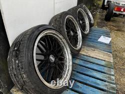 Ensemble de jantes en alliage Bmw E46 style Bbs 225/40/18 décalées 5x120 4mm chrome noir