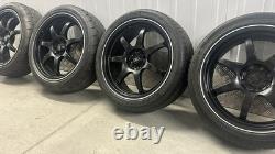 JANTES EN ALUMINIUM NOIRE DE STYLE ROTA 17 POUCES 4x108 7 BRANCHES POUR PEUGEOT FORD FIESTA ST CITROËN