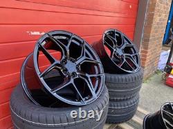 Jantes alliage BMW 19 pouces style Competition décalées + 4 pneus neufs 5x120 concaves