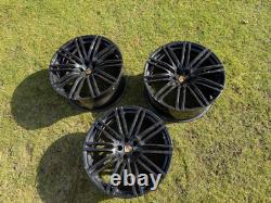 Jantes en alliage noires style Turbo décalées 3 x 21 pouces pour Porsche Macan 5x112 10J 9J