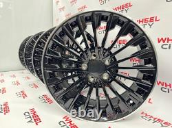 Jantes en alliage style turbine Mercedes 19 pouces avec finition noire brillante et bord poli, décalées.