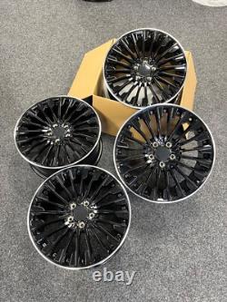 Jantes en alliage style turbine Mercedes 19 pouces avec finition noire brillante et bord poli, décalées.