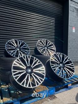 Jantes et pneus en alliage multi-rayons polies noires de 22 pouces pour BMW, montage 5X120