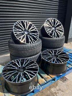 Jantes et pneus en alliage multi-rayons polies noires de 22 pouces pour BMW, montage 5X120