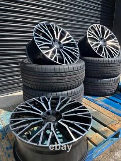 Jantes et pneus en alliage multi-rayons polies noires de 22 pouces pour BMW, montage 5X120