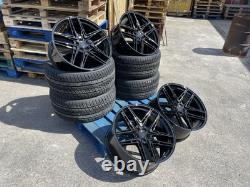 LIQUIDATION 4x 22 POUCES JANTES EN ALUMINIUM STYLE RANGE ROVER SPORT VELAR 5x120 NOIRES + PNEUS