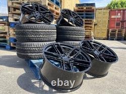 LIQUIDATION 4x 22 POUCES JANTES EN ALUMINIUM STYLE RANGE ROVER SPORT VELAR 5x120 NOIRES + PNEUS