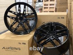 LIQUIDATION 4x 22 POUCES JANTES EN ALUMINIUM STYLE RANGE ROVER SPORT VELAR 5x120 NOIRES + PNEUS