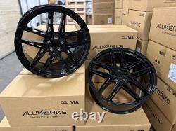 LIQUIDATION 4x 22 POUCES JANTES EN ALUMINIUM STYLE RANGE ROVER SPORT VELAR 5x120 NOIRES + PNEUS