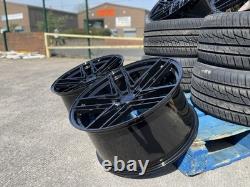 LIQUIDATION 4x 22 POUCES JANTES EN ALUMINIUM STYLE RANGE ROVER SPORT VELAR 5x120 NOIRES + PNEUS
