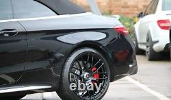 Mercedes C Classe 18 Pouces Alliage Roues C63 Style Amg & Pneumatiques Nouveau X4 Noir Brillant