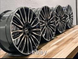 NOUVEAUX 4x 22 ROUES EN ALUMINIUM STYLE RANGE ROVER 5x 108 VELAR NOIR BRILLANT