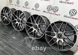 New 19 Mercedes Amg63 V2 Style Alloy Wheels 5x112 Satin Black & Diamond Cut