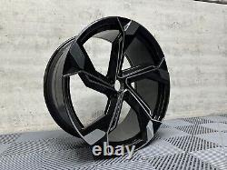 Roues en alliage noir usiné de style 18 2024 E Tron pour Audi A3 A4 VW Golf Caddy 5x112